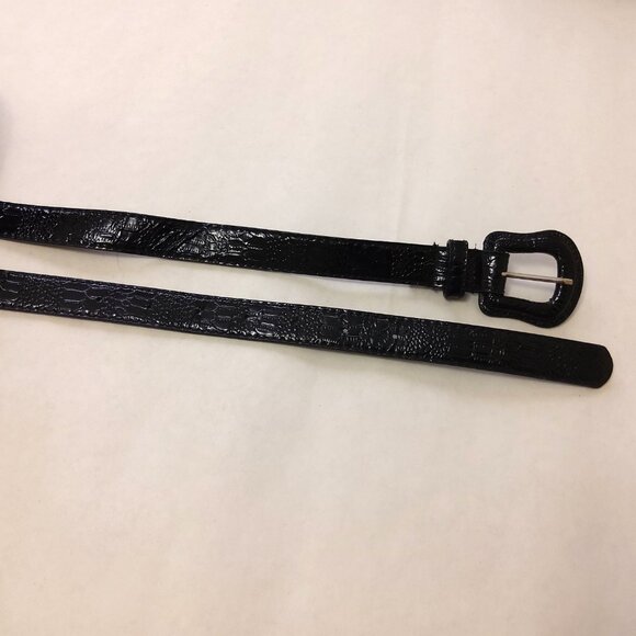 NWT Chic Black Faux Leather Fashion Belt with Buckle for Women’s Dress Skirt - Picture 4 of 9